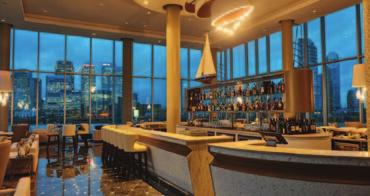Spectacular Canary Wharf views are best enjoyed over cocktails in Eighteen Sky Bar, one of several dining destinations in the new hotel.