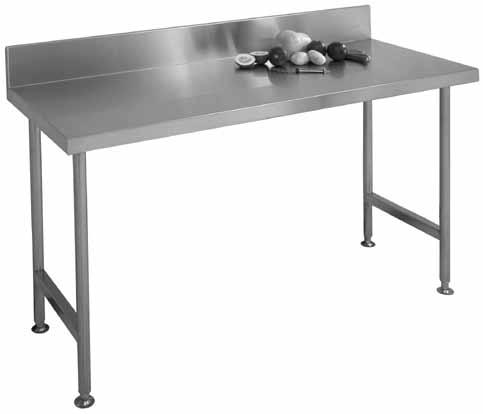 Industrial Products Wall Benches Franke model W Wall Bench manufactured from grade 304 stainless steel 1,2mm thick with a 150mm integral splash back at the back and 50x10mm turndown on the remaining