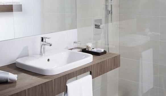 to minimal gap dimensions Optional heat-neutralizing THERMO-COOL body for the shower fitting The range includes solutions for all areas of the hotel bathroom and