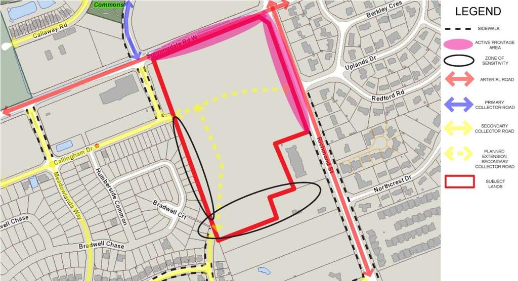 are proposed to be extended through the subject lands as part of the proposed plan of subdivision (Figure 14).
