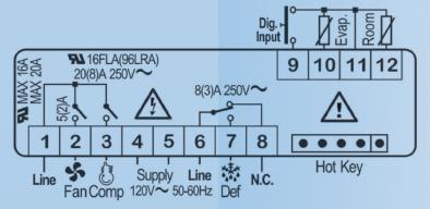 10A DEF 5A FAN (see model differences) Inputs: 1 NTC / PTC Range: -40 /