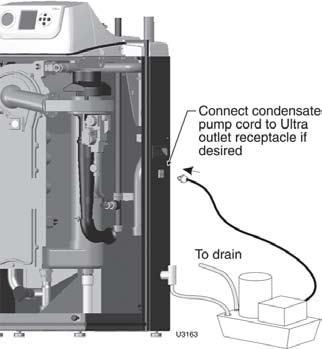 See Figure 70 for required flow capacity. When sizing condensate pumps, make sure to include the total load of all Ultra boilers connected to it.