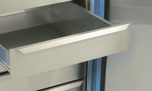 Solid Stainless Steel Drawer with Hardware Pull out drawers are 4 (102mm) high and adjustable in 1 (26mm) increments. Maximum load 100 lb (46 kg) per drawer.