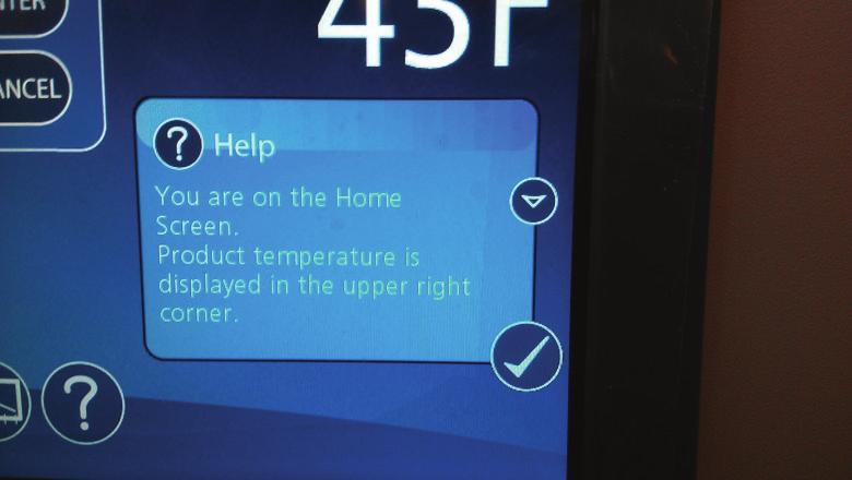 The High and low alarm set point will appear under the temperature. Fig. 5 Help Help is available at any time by touching the icon at the bottom of the screen.