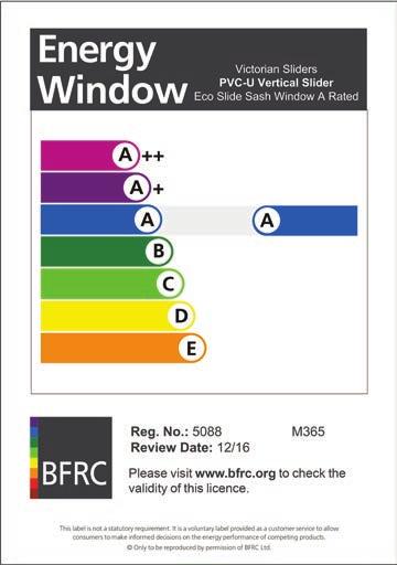 Window Energy Ratings All our ECOSlide PVC-U vertical sliding sash windows are supplied with an A-Rated Window Energy Rating as standard.