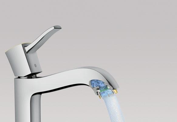 When used in combination with Hansgrohe mixers, EcoSmart can save a significant amount of water in the bathroom.