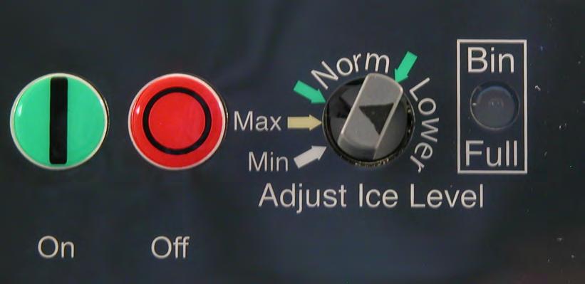The ultrasonic ice level control allows the user to control the point that the ice machine will stop making ice before the bin or dispenser is full.