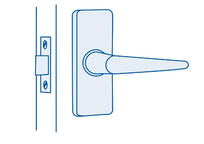 edge) Anchor plate (fits to door frame) Door latch