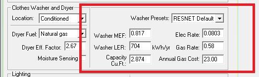 Washer Use presets only when you do not have information on the appliance LER labeled Energy Rating (kwh/yr) MEF modified energy factor, found on the EnergyGuide Label or the CEC Appliance Database: