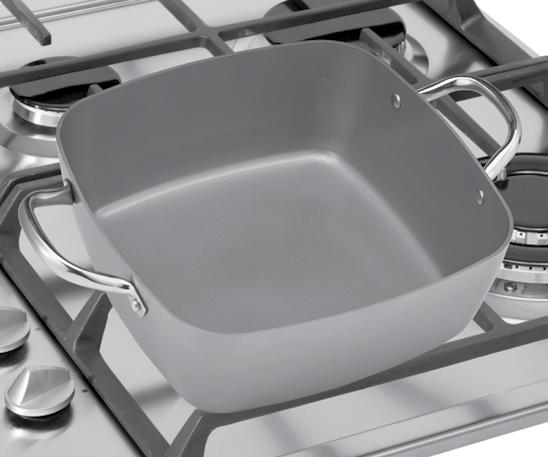 Features & Benefits Model MFC6-Y02 includes 11" Cerami-Tech Copper Chef Pan with matching Tempered