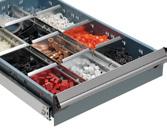 compartments ; Compatible with plastic bins and PVC drawer liners. Plastic Bin RG20 Simplify storing, moving and managing small parts.