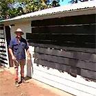 Feature wall on the garage was painted with Porter s Rusting Paint.