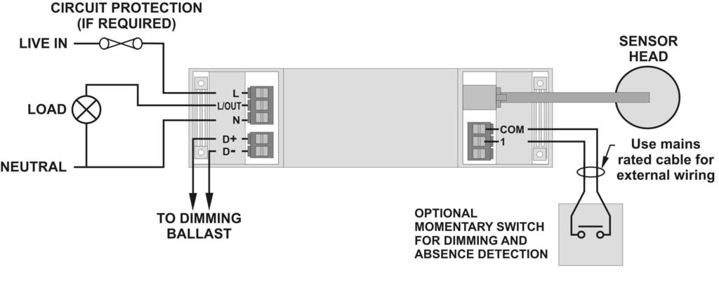 4. SETUP CONT. 3. WIRING Wire the products as shown in the diagrams below. All switches are optional with presence detection, but a switch will be required for absence detection.