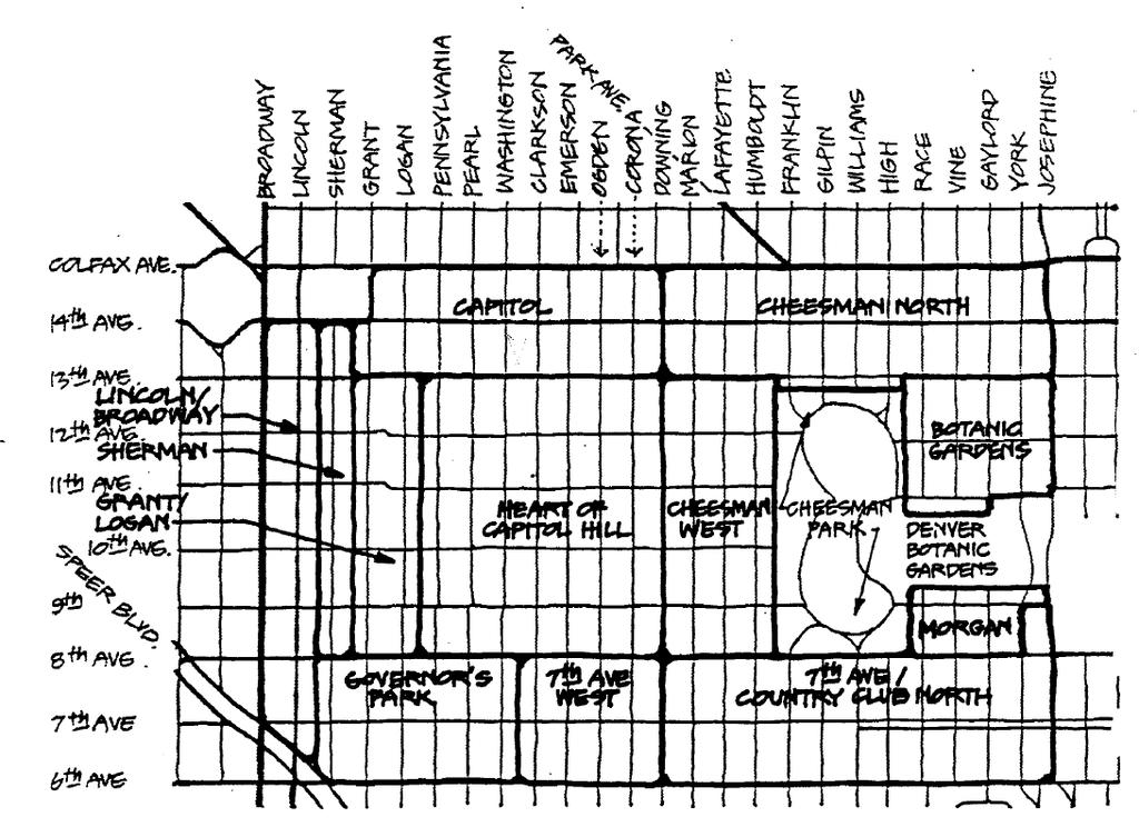 Capitol Hill/Cheesman Park Neighborhood Plan (1993) Covers Capitol Hill and Cheesman Park Concerns about vacant and abandoned