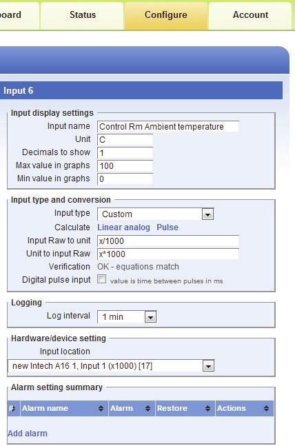 10 P age Ezeio v9-120317 Example 1: Ezeio temperature input scaling for RTD s and thermocouples. Select Custom for all A16 input configurations.