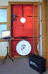 To quantify the amount of leakage in your home, a blower door test was performed.
