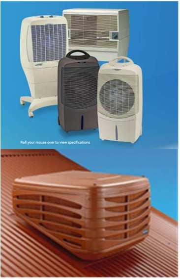 used to lower the temperature and increase the humidity of air by using latent
