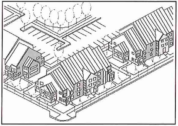 The following standards shall be required for multi-family residential: a. Properly designed off-street surface parking hidden from streets, parking terraces, or underground parking.