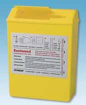 67 Safety Disposal System Kontamed Dimensions: 5 x 60 x 70. A hygienic and safe container for the disposal of used medical materials such as syringes, cannulae and scalpels.