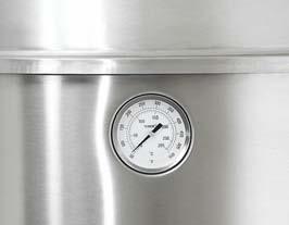 maintenance Easy lift-off lid for access to hang rail Temperature gauge Stainless steel