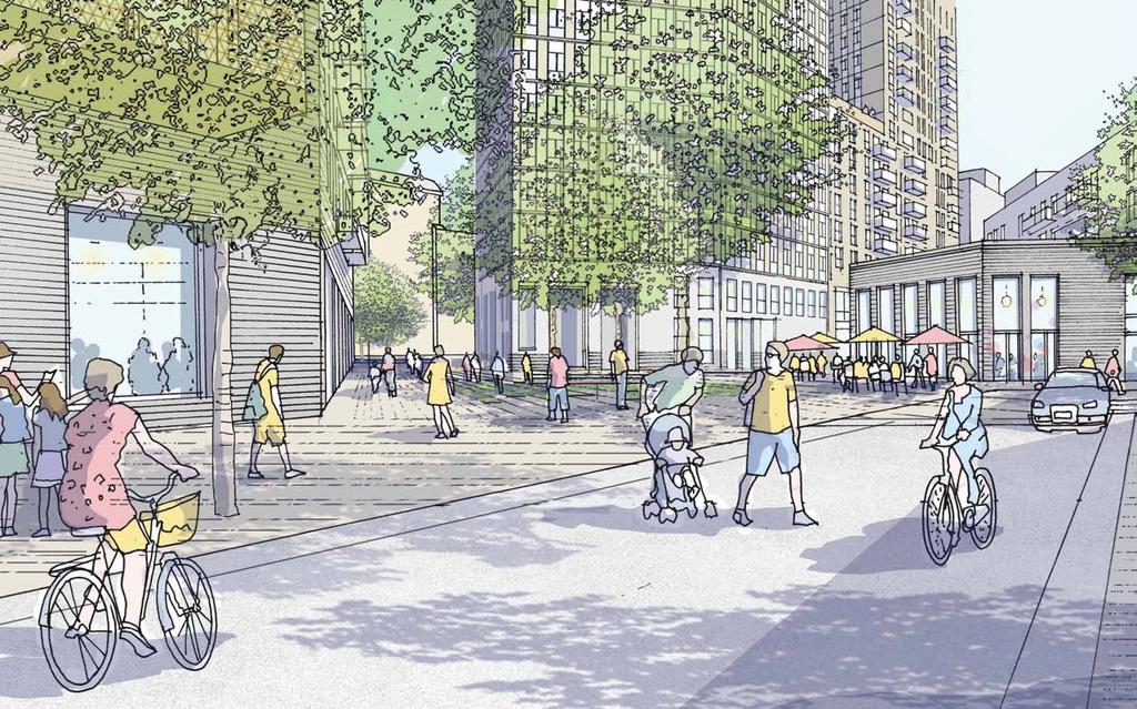 The Blackfriars Road frontage will become a new parade of shops and facilities providing services to local people. 1. New shared public 5 open space 8 2.