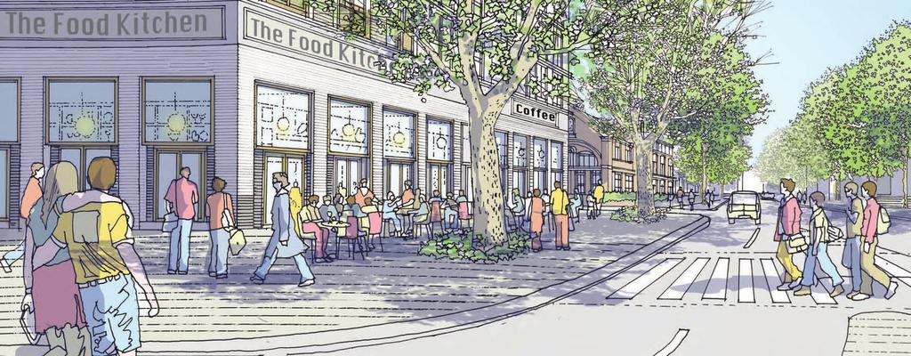 Sketch view of office mews Sketch showing active retail use on St George s Circus The redevelopment of 128 150 Blackfriars Road will deliver significant benefits, including: The delivery of