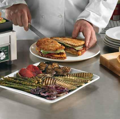 Grill Express Dual Sandwich Grills Heavy-duty, cast iron platens Thermostat rated from 175 to 450 F 28