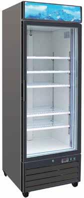 section Stainless Steel Refrigerator Merchandisers Black coated steel exterior White powder coated interior