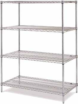 finish for dry storage Green epoxy finish w/ chromate substrate for walk-in coolers and other damp environments NSF Shelving Chrome Green Epoxy Size Pack 654139 654166 14" x 24" 4 ea 654140 SPECIAL
