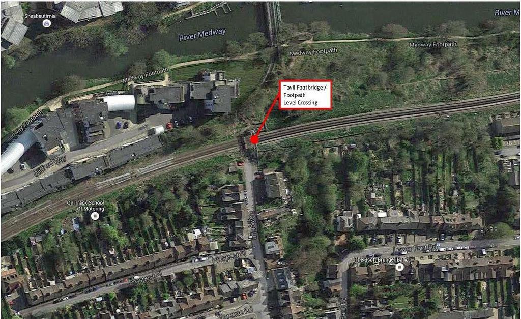 Figure 4 Google aerial view of the site Tovil footpath level crossing / footbridge Q2. Could this work impact on people? If yes, explain how.