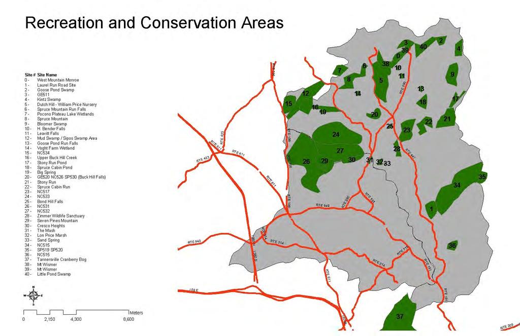 Recreation and Conservation Areas Monroe County GIS Date