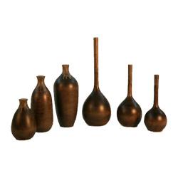 collection of wooden vases that augment the look of the