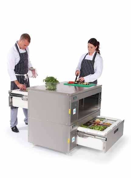 Matchbox units are available with simple cover tops (T) for undercounter applications and solid worktops (W) where food preparation surfaces are required.