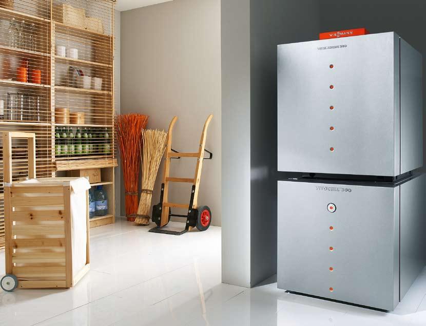 18/19 Thanks to its compact dimensions, the Vitoladens 300-C can be installed in particularly tight spaces. In combination with the Vitocell 300-H DHW cylinder, it forms an elegant unit.