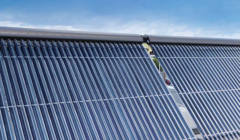 System technology Solar thermal and photovoltaics Vacuum tube collectors can be installed anywhere, and in new build also make for an attractive architectural feature.