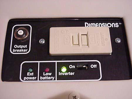 Low Battery indicator will light if 12V house batteries are becoming drained. (Turn Off inverter to avoid total drain.) Turn Inverter Off when not in use to avoid draining house batteries.