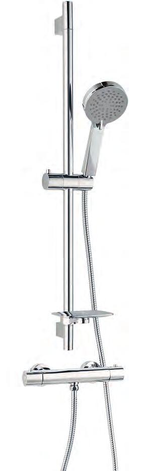 5m FLOW RATES 0.2 bar: 7.2 l/m 0.5 bar: 13.4 l/m 1.0 bar: 19.5 l/m 3.0 bar: 33.3 l/m MAR SQUARE THERMOSTATIC SHOWER VALVE with slider kit and three mode square handshower MAR7401K2 224.