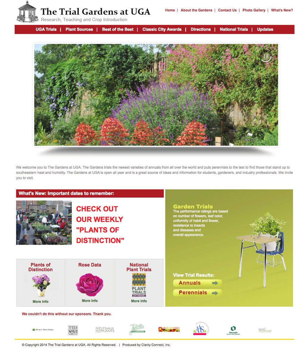 Figure 3. Screenshot of the Trial Gardens at UGA homepage, located at ugatrial.hort.uga.edu.