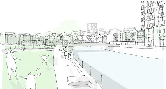 Masterplan become more prominent and will create a more  The Three Mill group can be seen beyond the bridge, through the