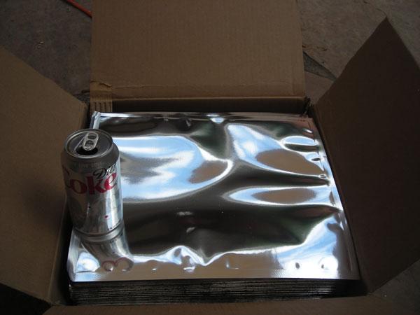 This picture shows a stack to 250 7mil Mylar bags. They are approximately 14 x14 (I included the Diet Coke can for scale.