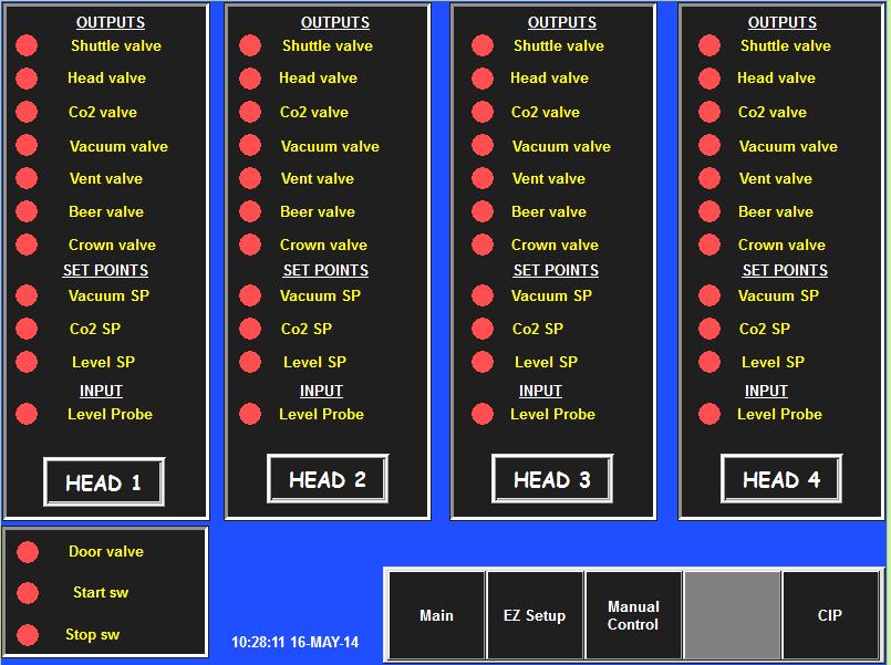MENU EXPLAINATIONS 5. Inputs & Outputs This screen can be used to see which inputs and outputs are open or closed on the PLC without having to remove the back cover.