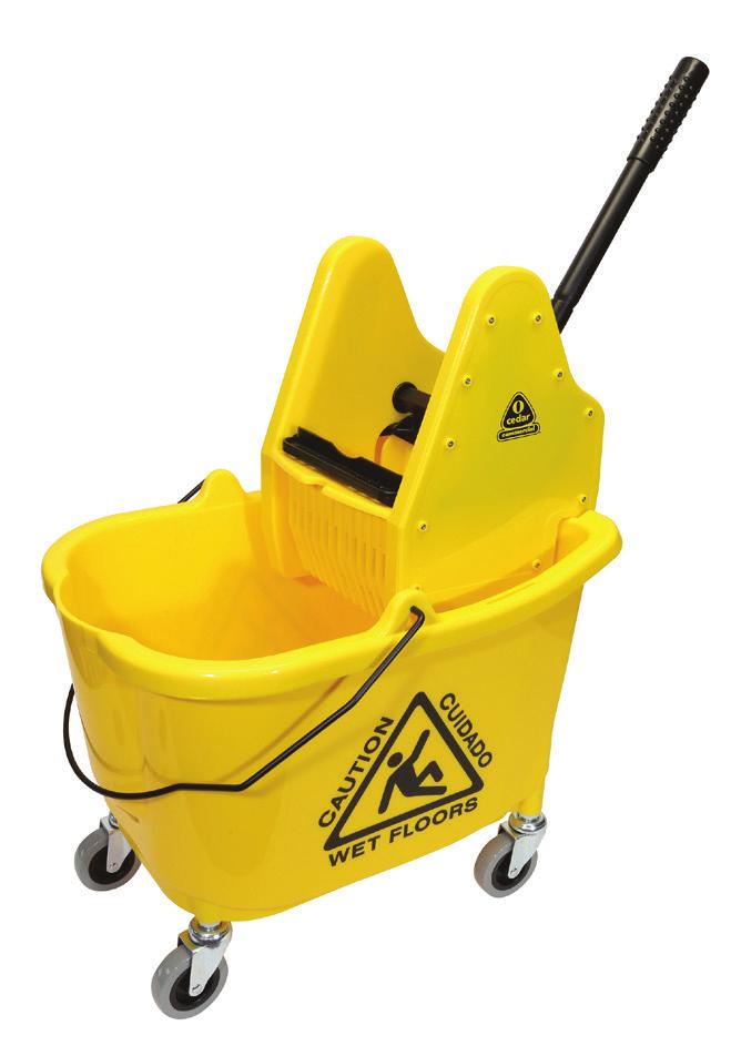 Mop Buckets 5A MaxiRough Institutional Mop Bucket & Wringer Funnel-type wringer uses no moving parts Completely metal-free for improved safety