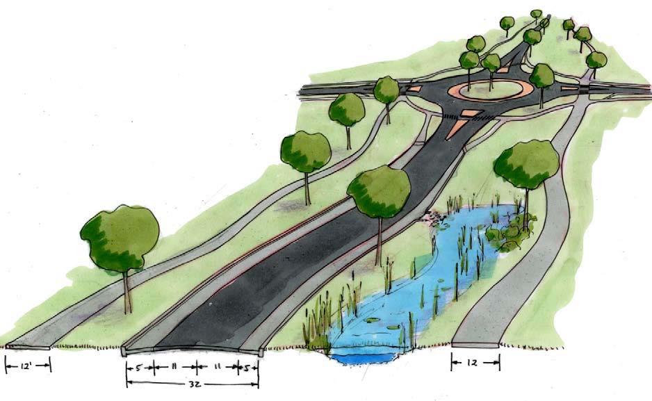 4.2 South Branch Parkway Concept Plan character of the surrounding landscape while providing an alternative regional connection from to Route 202. Two-lane cross-section with at-grade intersections.
