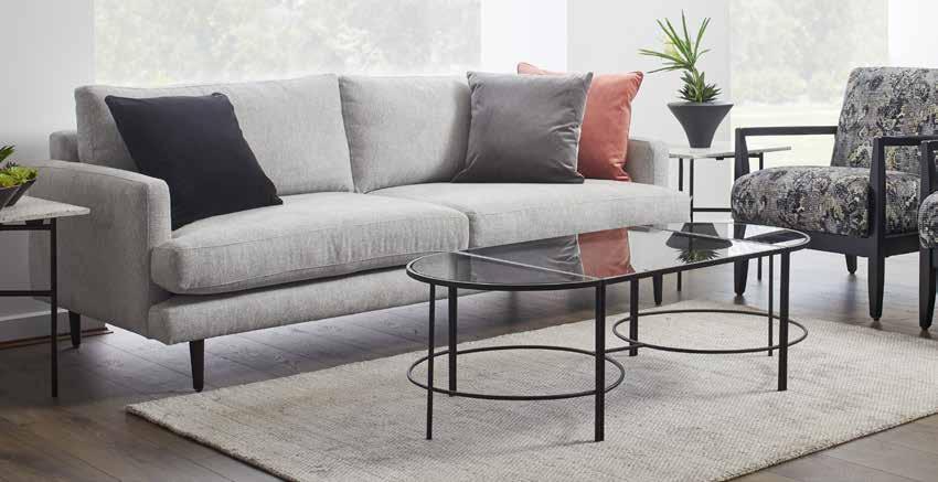 3 piece metal/glass coffee table $599 Charlie This handsome clean-lined modern collection offers subtle good looks and outstanding comfort.