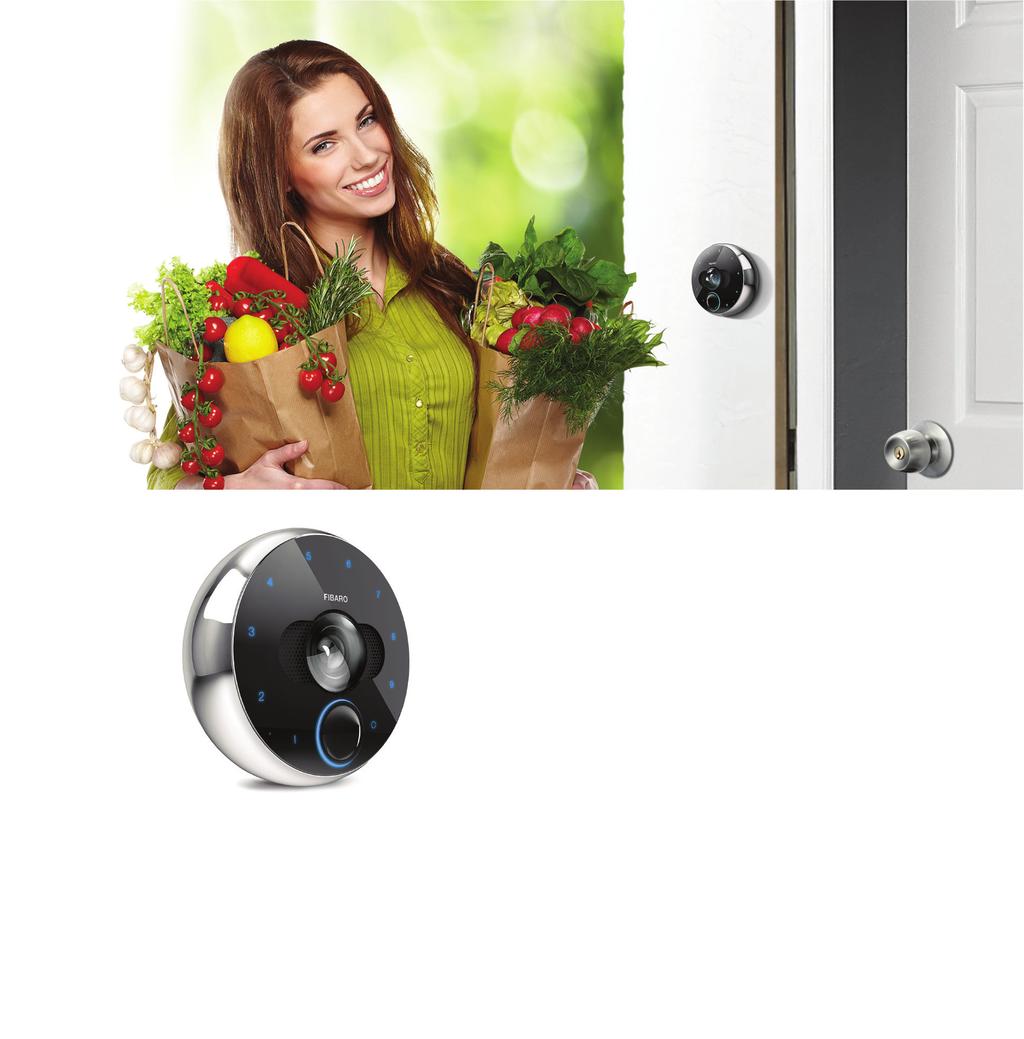 Intercom functionality: This modern-looking, high-gloss device can be placed anywhere near the front door or gate.
