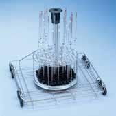 Injector wash carts for pipettes E 404/1 injector wash cart For 38 pipettes in 3 rows: Row 1: 10 pipettes 100 ml (length up to