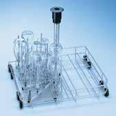 Wash carts for narrow-necked glassware E 355 injector wash cart 1/2 For narrow-necked glassware 16 injector nozzles One half vacant for other inserts Supplied as standard with: 7 x E 351 injector