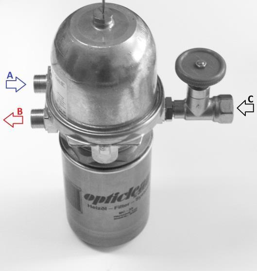 Figure 15, connector C); Venting of the oil filter to pass through swivel rotating D counter-clockwise (see Figure 15). It should clear oil out without foam.