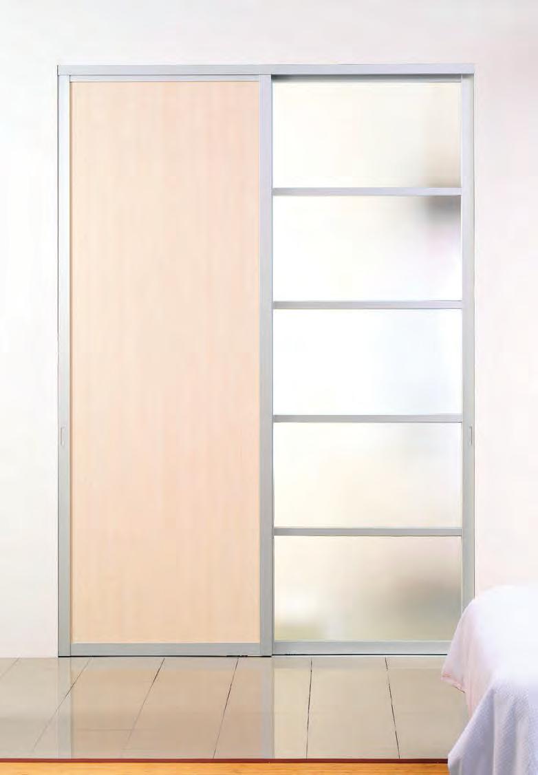 heavily structured panel designs. 350 Series bottom rolling doors have an optional soft close feature, which slows the door panel to a gentle close.