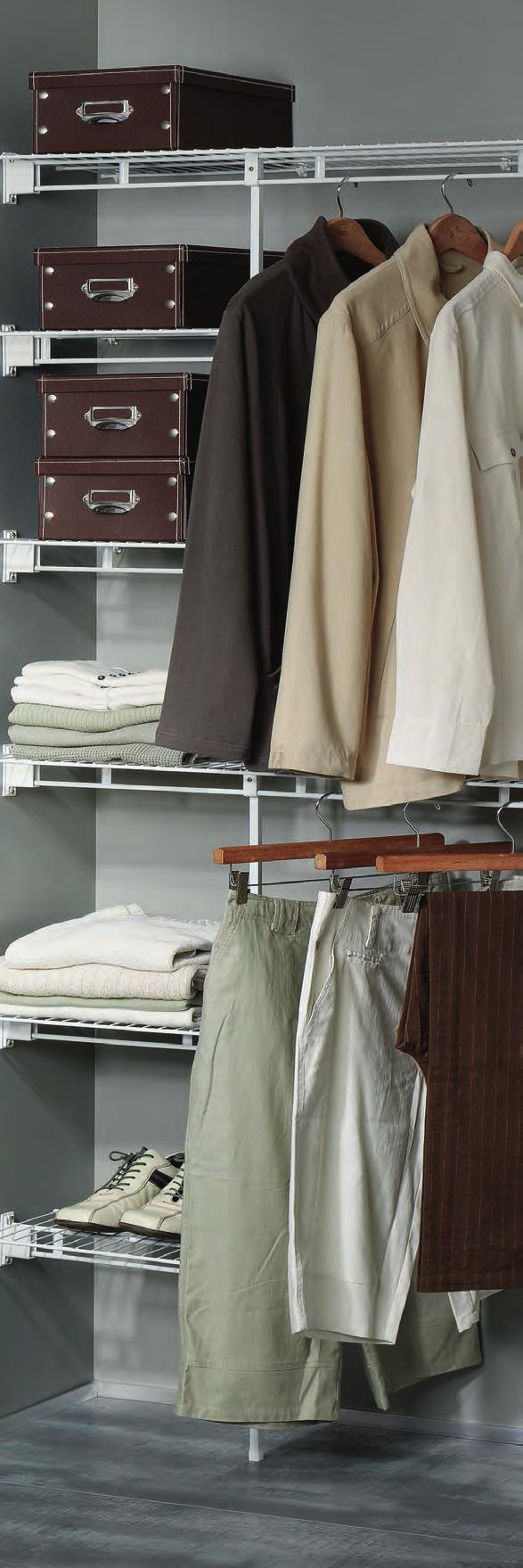 Wire wardrobe organisers come in a large range of wire shelving units, with an option to add drawer and shelf towers, baskets and other storage